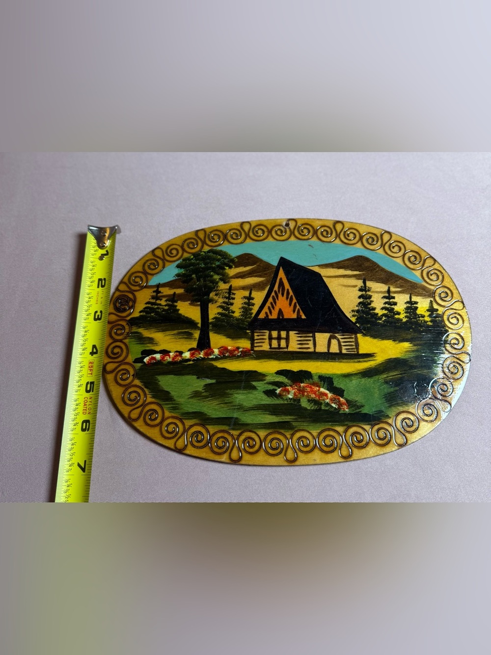 Vintage Polish Cabin Scene 70-80s Folk Art Handcrafted Pyrography ANDRZEJ KOZERA - Picture 7 of 7